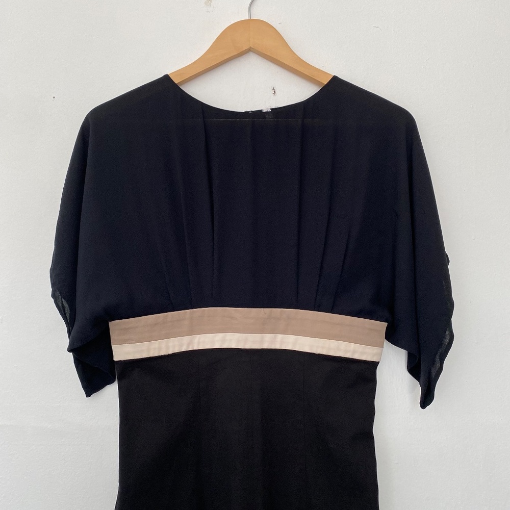 ICEBERG Black Short Sleeve Pencil Stripe Mini Sheath Office Dress Size XS - Picture 5 of 6